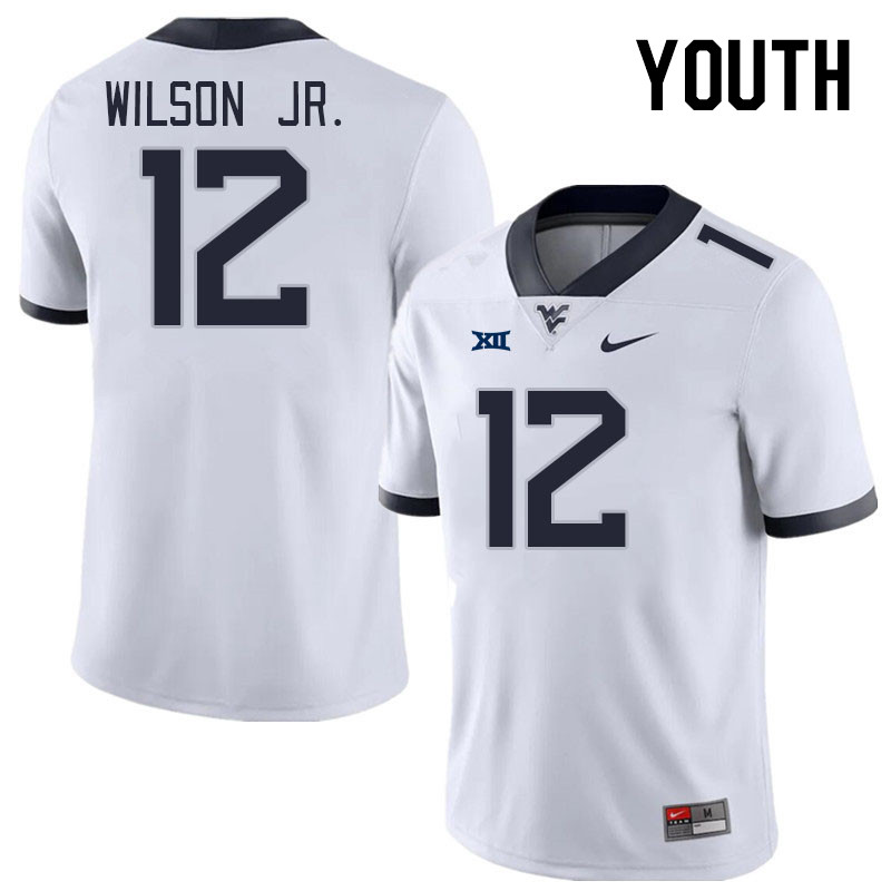 Youth #12 Anthony Wilson Jr. West Virginia Mountaineers College Football Jerseys Stitched Sale-White
